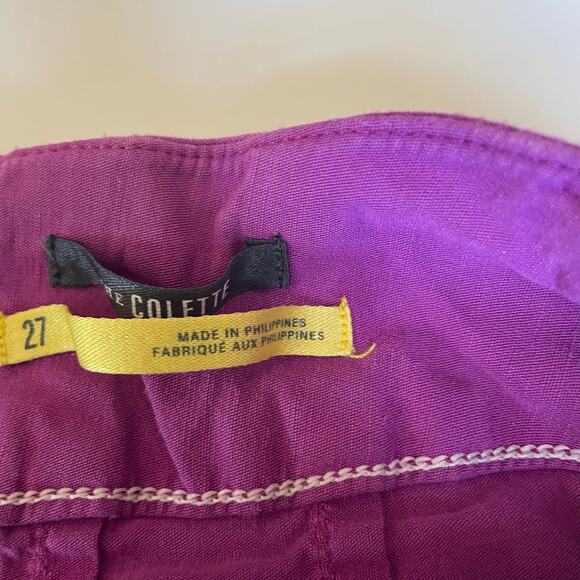 Maeve Womens 27 Colette Linen Blend Crop Wide Leg Pants Magenta Pink Purple - Picture 5 of 11